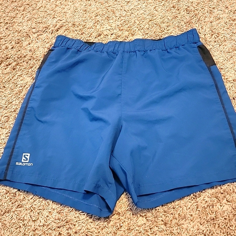 Salomon Size L Advanced Skin Blue Lined Performance Athletic 5” Running Short US